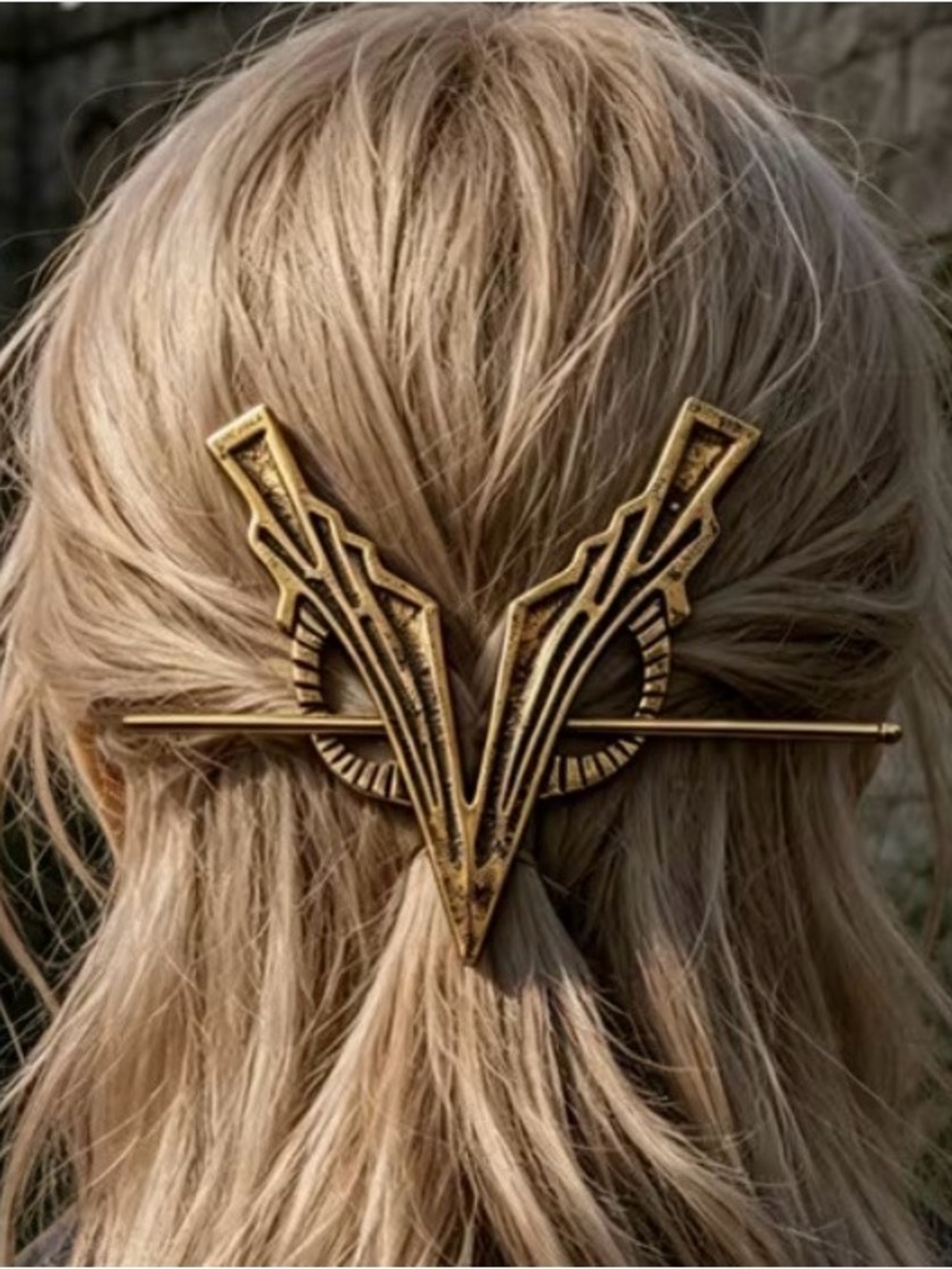 Vintage Gold V-Shaped Decorative Hair Barrette